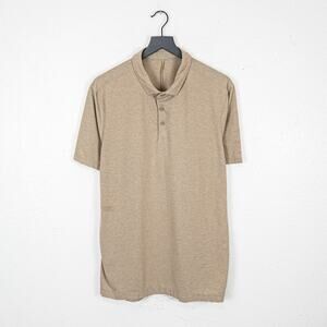Lululemon Men's Jersey Polo Shirt tan heather size Large